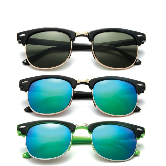 Newbee Fashion - "Justin" Kids Vintage Fashion Sunglasses with Flash Lens