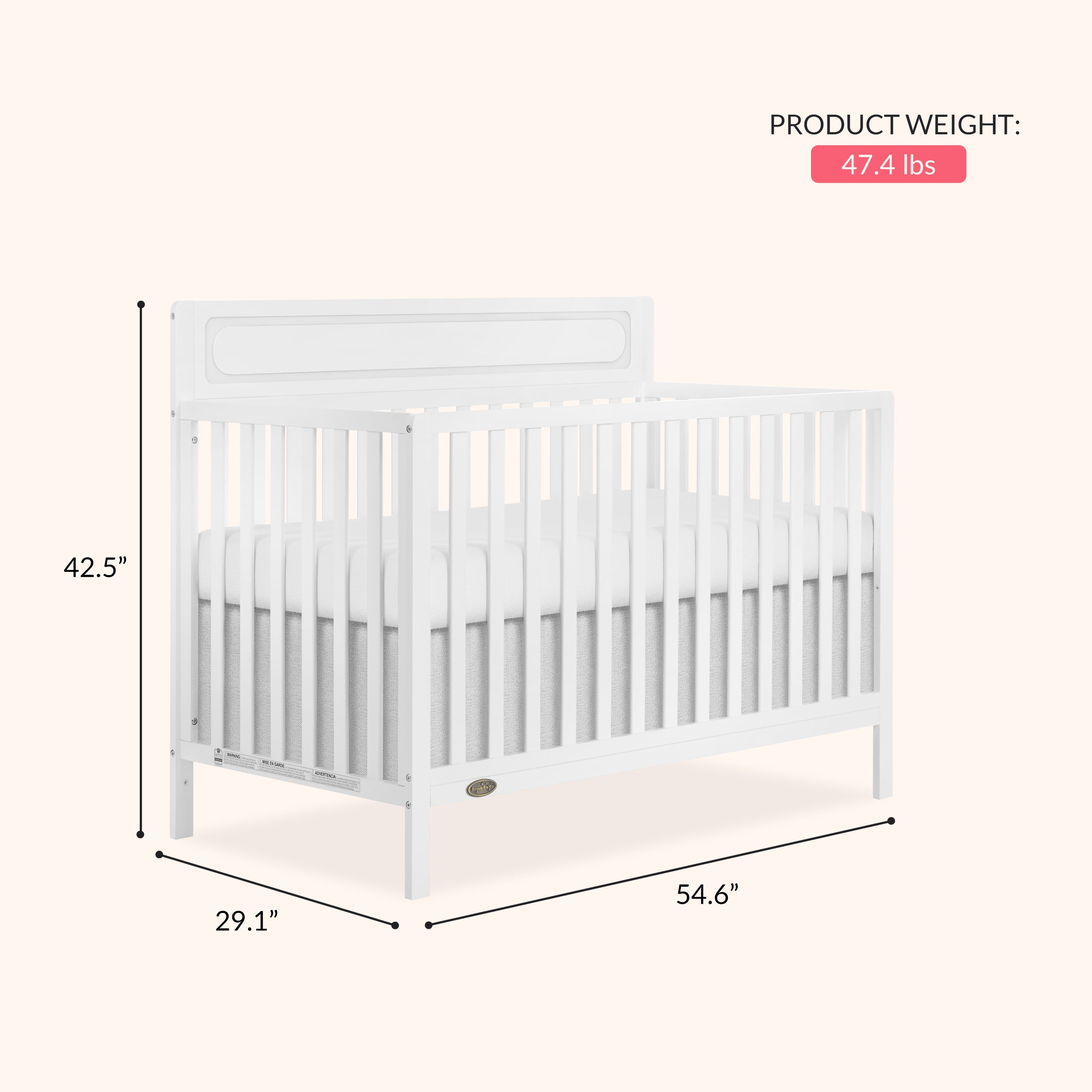 Dream On Me Avery Convertible Crib, White