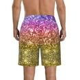 thumbnail image 3 of Bixox Men's Glitter Rainbow printing Casual Classic Fit Short Summer Beach Shorts, 3 of 6
