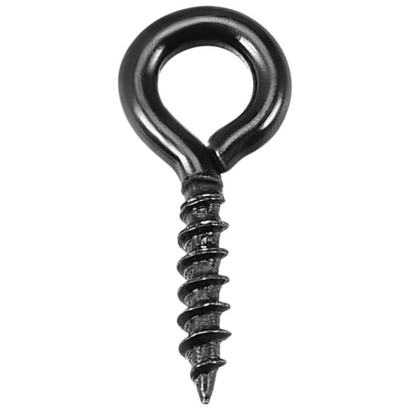Unique Bargains 0.5' Screw Eye Hooks Self Tapping Screws Screw-in Hanger Eye-Shape Ring Hooks Black 200 pcs