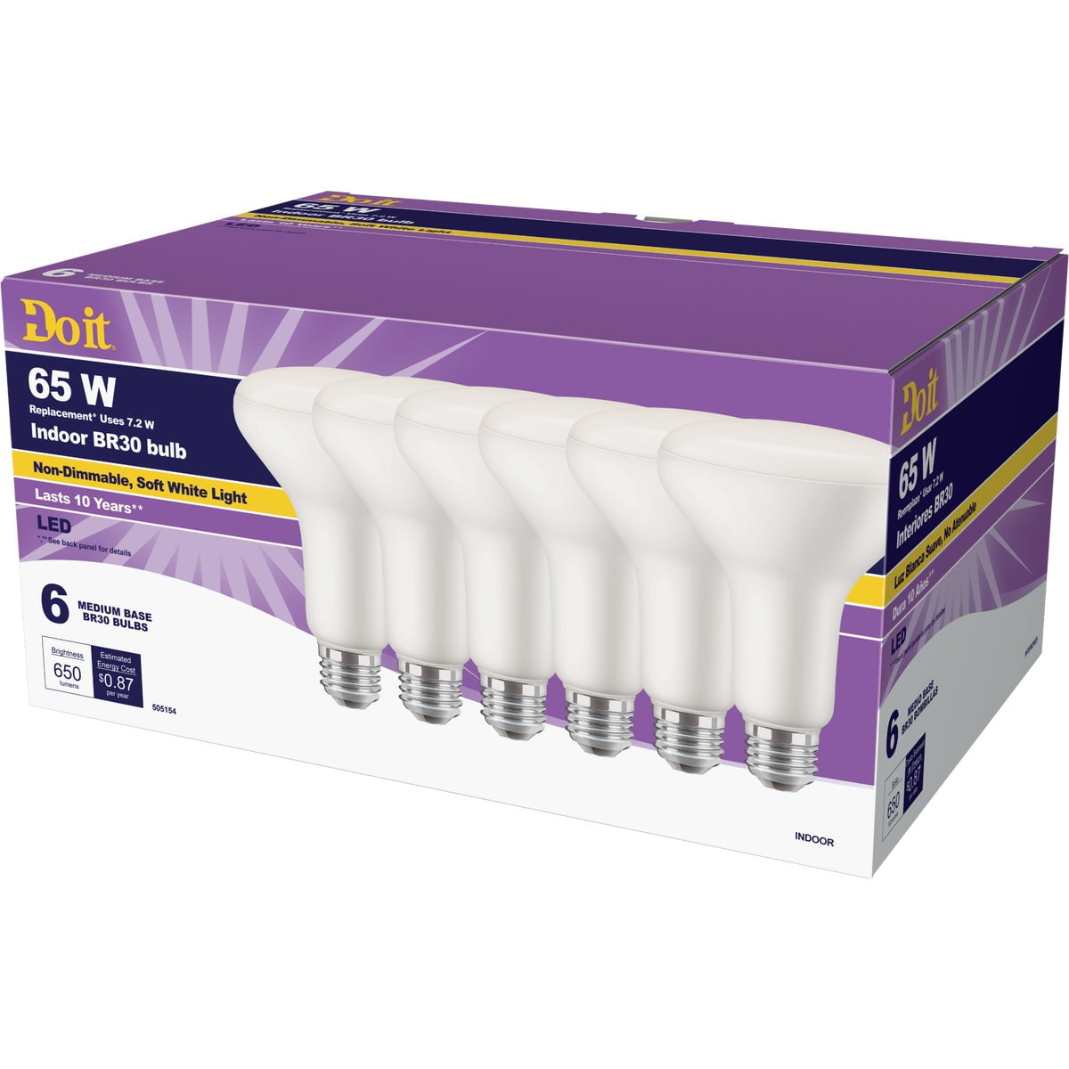 SIM Supply, Inc. 6pk 65wbr30 T20 Led Bulb 362236