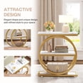 thumbnail image 4 of Fnova Side Table with Circular Metal Frame, End Table with 3-Tier Shelves for Living Room, White Gold, 4 of 16