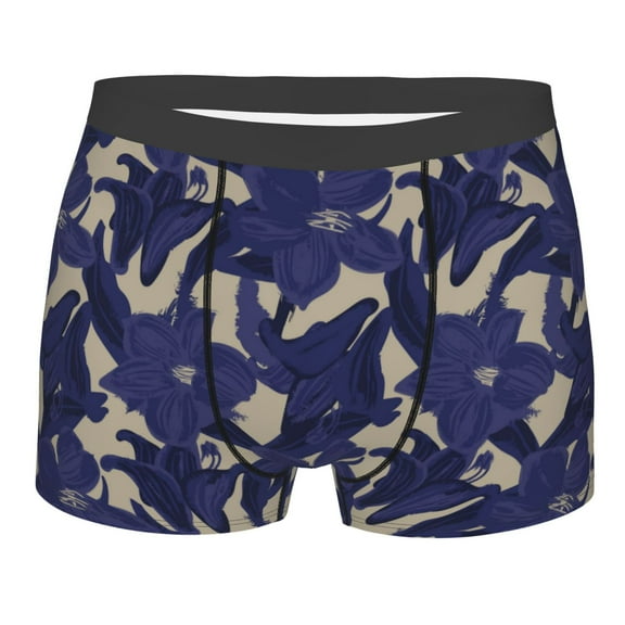 Balery Lilies Flowers Men's Boxer Briefs, Soft and Breathable Cotton Underwear with nylon Waistband-X-Large