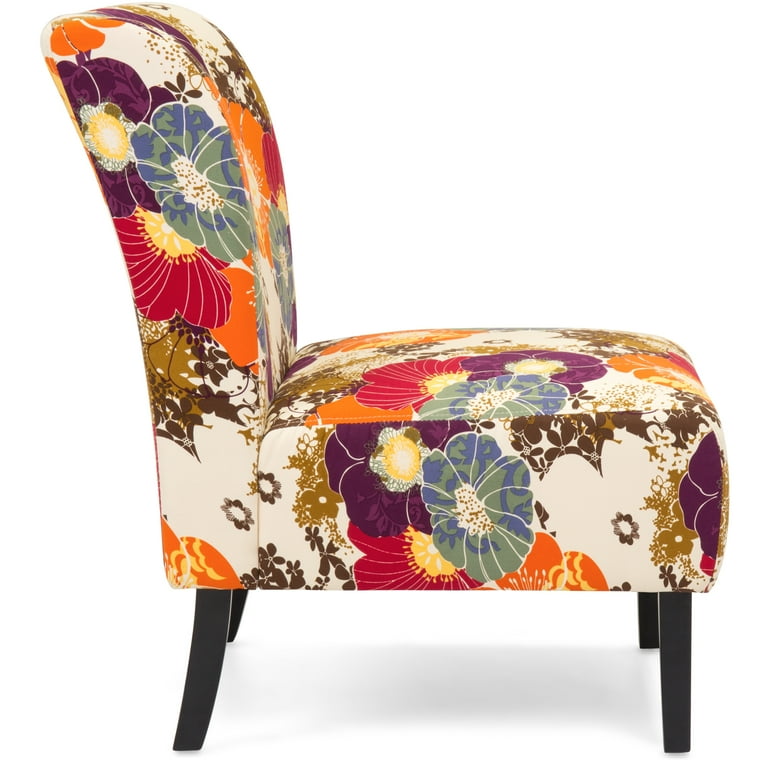 Best Choice Products Modern Contemporary Upholstered Armless Accent Chair Floral Multicolor