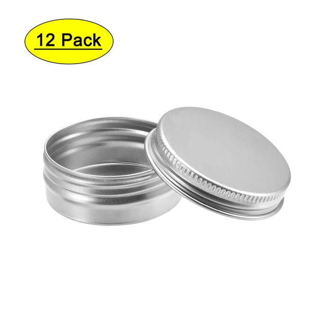 Uxcell Latas redondas de 1/2oz 15ml con tapa de tornillo, contenedores de aluminio tono plateado, paquete de 12