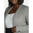 thumbnail image 3 of What's Next Women's and Women's Plus Striped Flyaway Cardigan Sweater, Midweight, Sizes XS-4X, 3 of 4