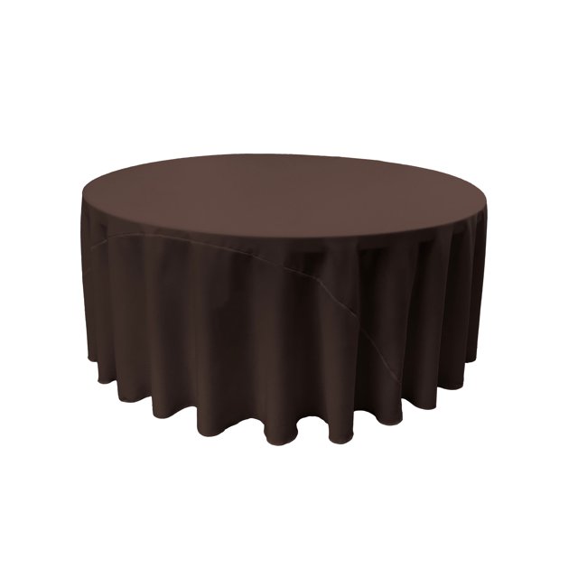Mantel de popelina de Poliéster de lino LA 132 pulgadas redondo Marrón TCpop132R_BrownP22