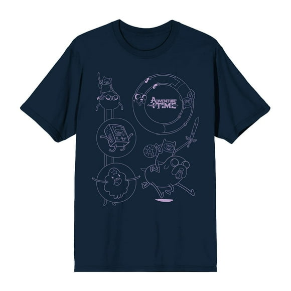T-Shirt Bleu Marine Action de Groupe Adventure Time