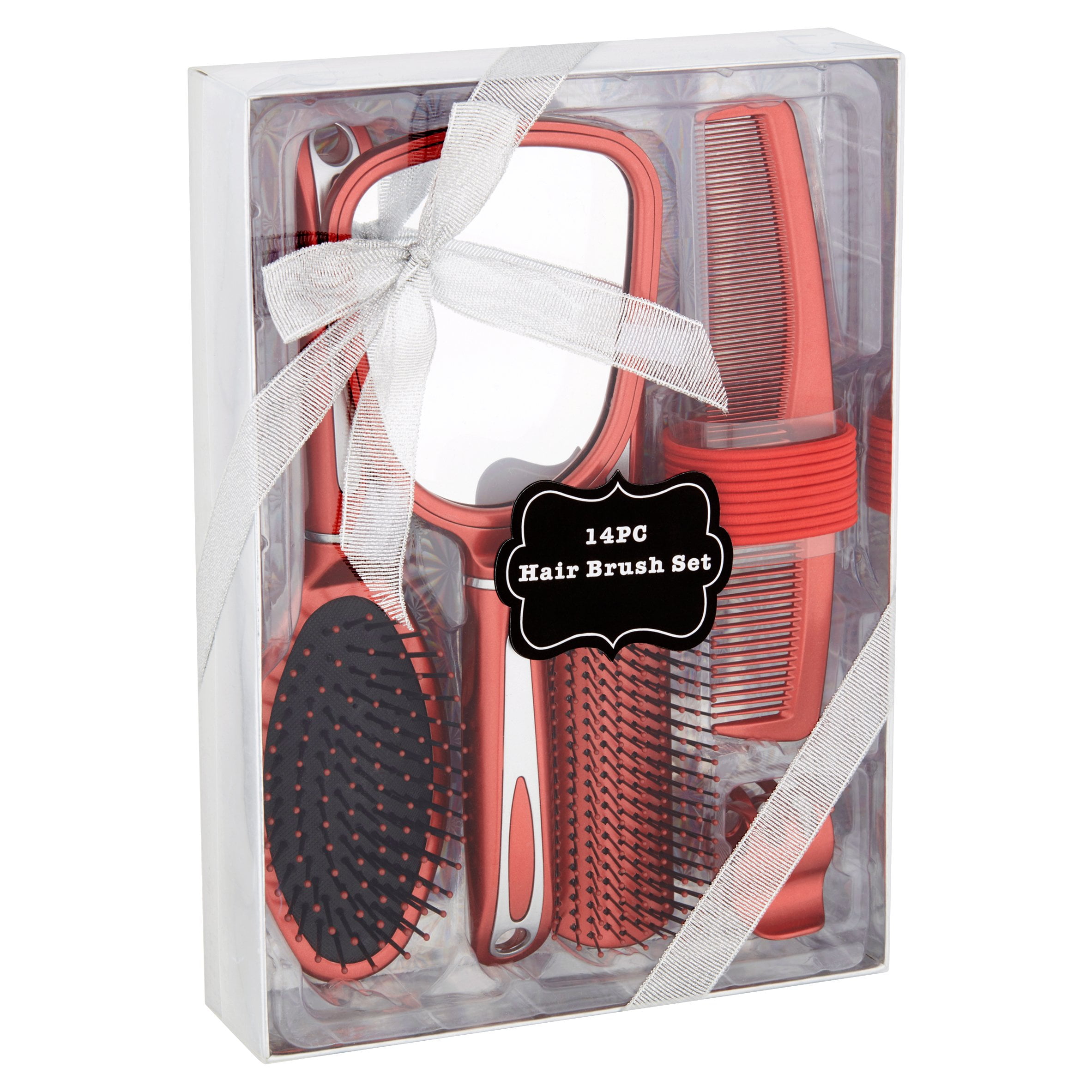 Hair Brush, Comb, Mirror and Hair Accessories Gift Set, Bronze, 14 pcs