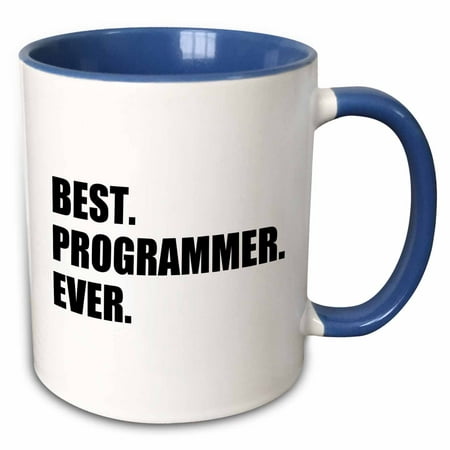 3dRose Best Programmer Ever, fun gift for talented computer programming, text - Two Tone Blue Mug,