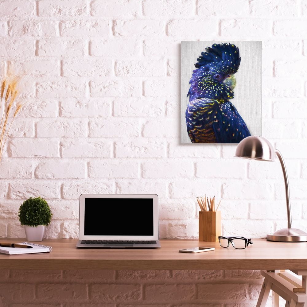 Stupell Industries Tropical Parrot Bird Feathers Blue Gold Jungle Animal Canvas Wall Art Design by Urban Road, 24" x 30"
