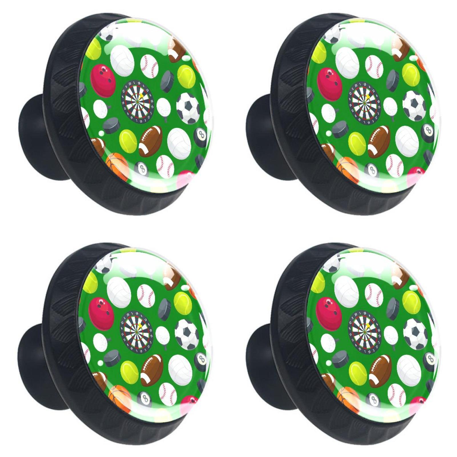 Ownta Sport Ball Green Black Round Glass Drawer Handles Knobs Pulls