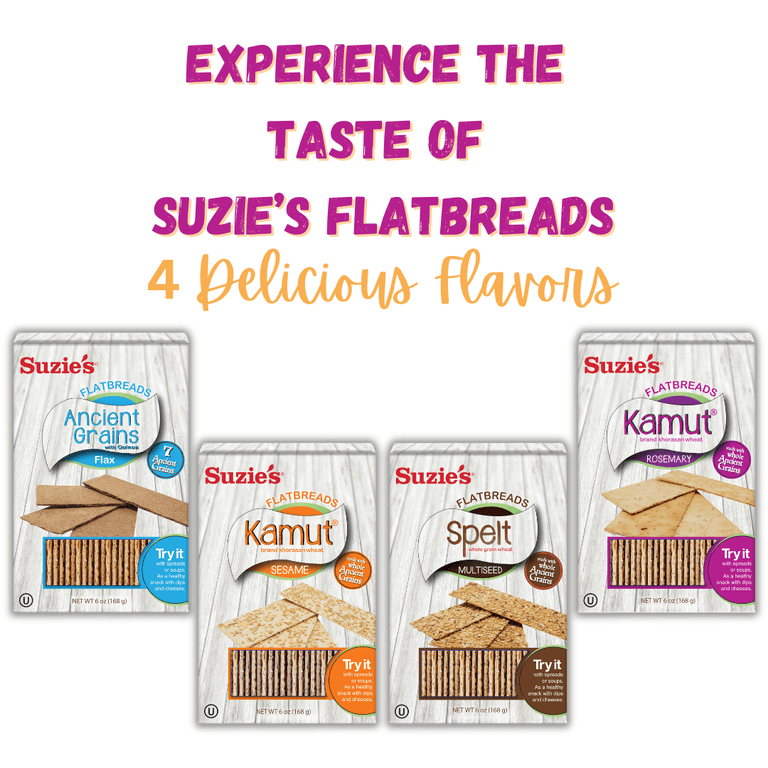 Suzie's Kamut Rosemary Flatbreads - Pack Of 6, Healthy Ancient Grain Crackers, Low Carb & Vegan 1 thumbnail image