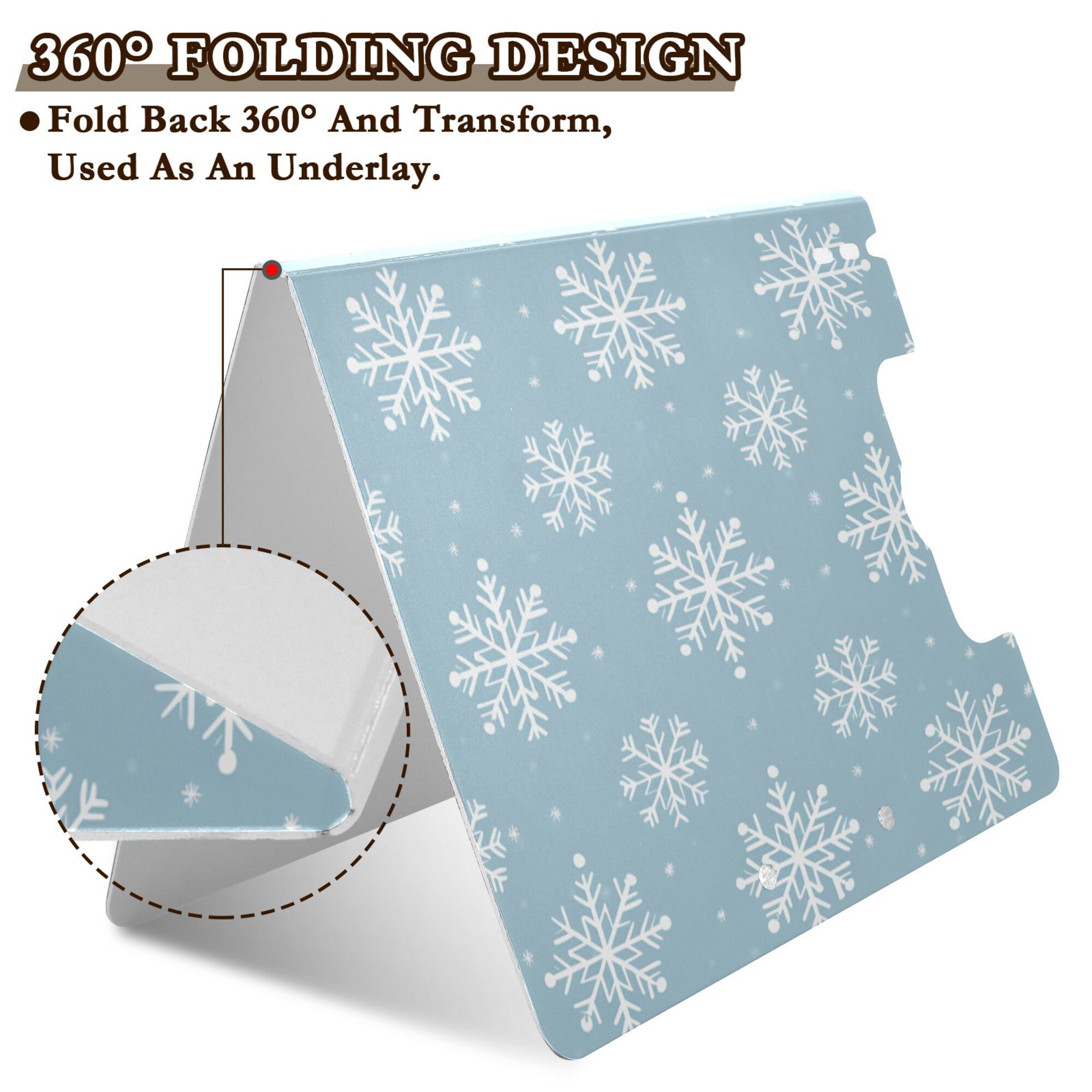 FORMRS A4 Clipboard Folder with Pen Holder Horizontal Foldable School Office Binder, Gray Snowflake