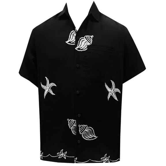 HAPPY BAY Men's Beach Summer Button Down Short Sleeve Untucked Solid Shirt With Pocket Oxford Casual Shirts for Men XS Seashells_AE97