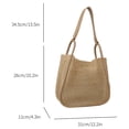 thumbnail image 2 of Bolso de mano tejido para mujer bolso compuesto de cuero PU bolso de playa de gran capacidad ahuecado, 2 of 9