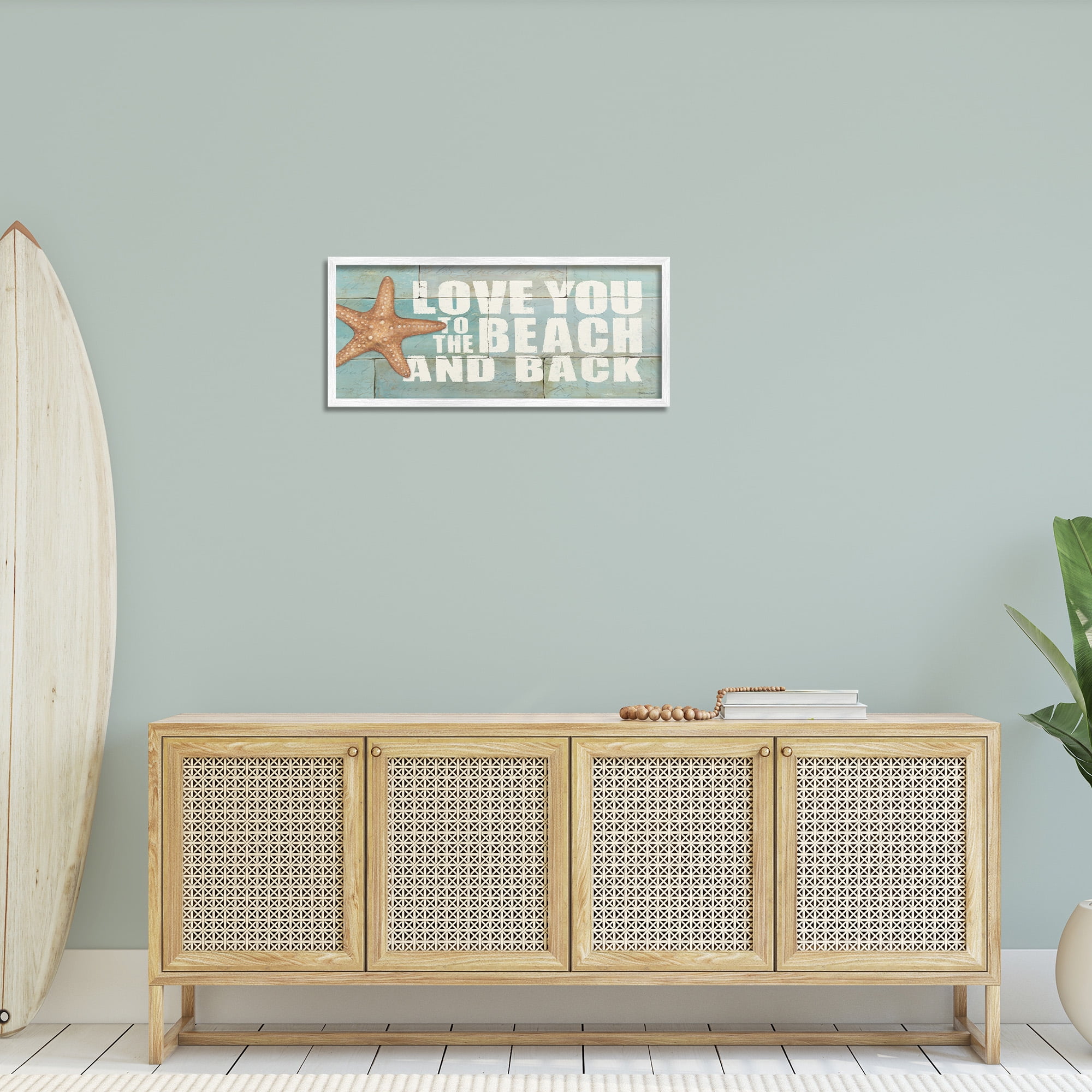 Stupell Industries Beach & Back on Bricks Animals & Insects Painting White Framed Art Print Wall Art, 30 x 13