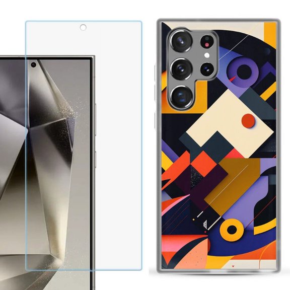 OneToughShield ® Compatible with Samsung Galaxy S24 Ultra, Shockproof Phone Case, with Tempered Glass Screen Protector - Abstract Art