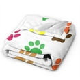 thumbnail image 3 of Colourful Pet Dog Paw Throw Blanket, Fluffy Soft Cozy Blanket Flannel Plush Microfiber Couch Throw 80"x60", 3 of 7