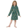 thumbnail image 6 of FORMRS Niños Bathrobe Unisex Hooded Robe Soft Plush Pajamas Sleepwear, Size 7-9T, Green Abstract Pattern, 6 of 7