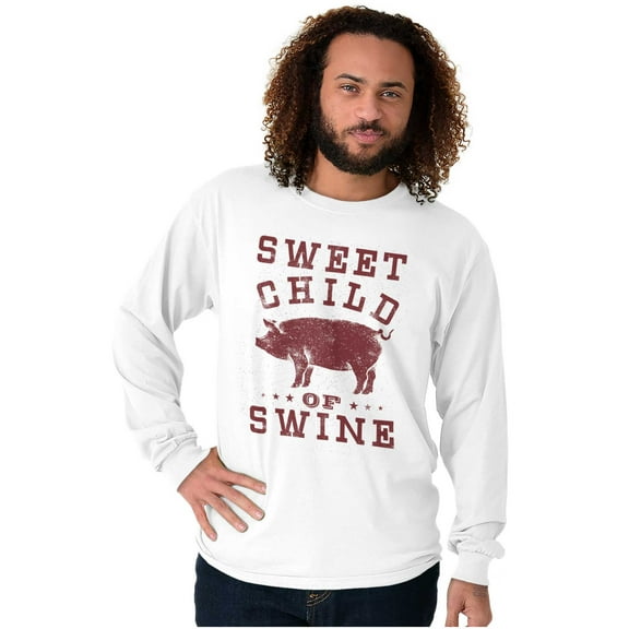 Sweet Child Swine BBQ Barbecue Foodie Plus Size Long Sleeve Graphic Tee Shirt Brisco Brands 2X