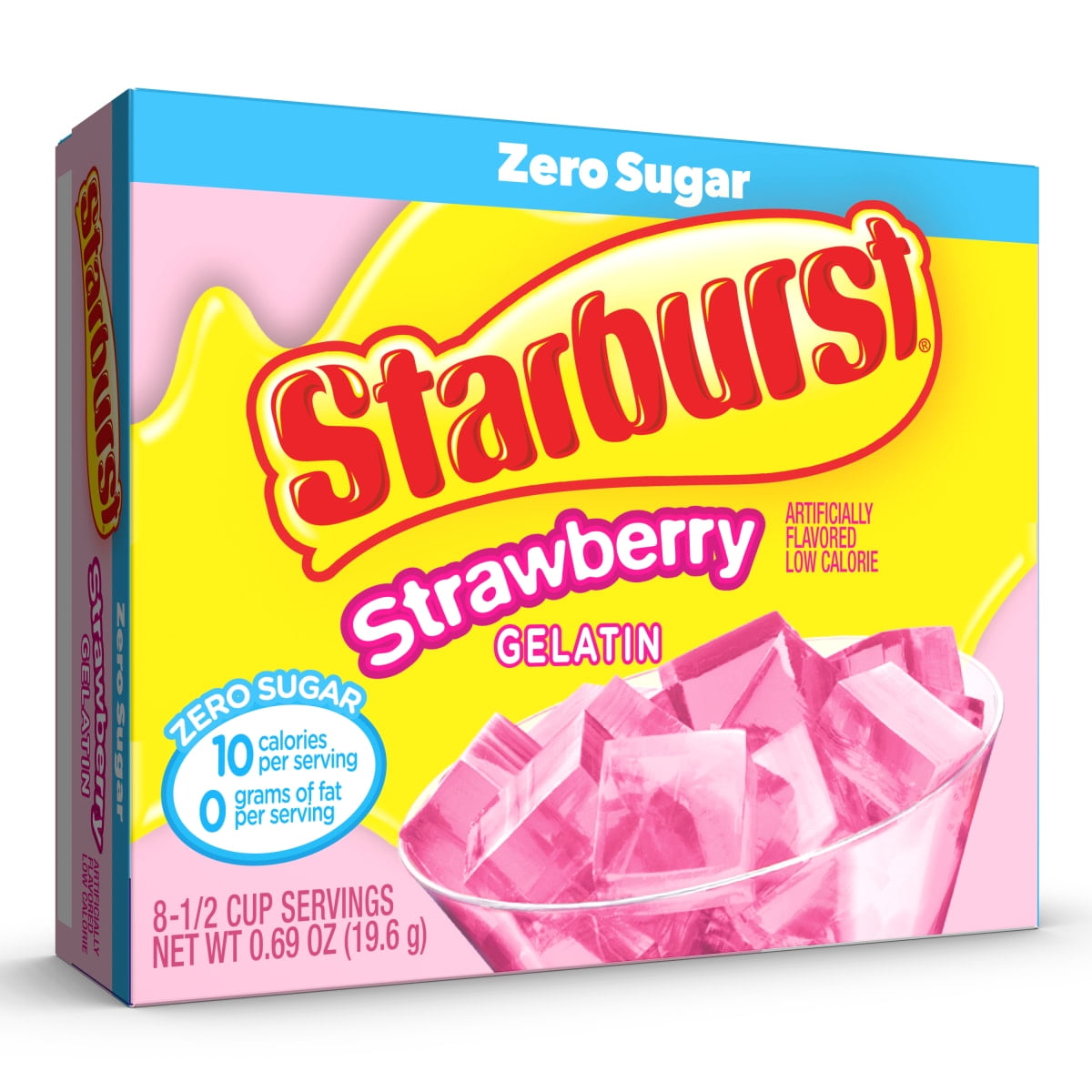 (6 pack) Starburst Sugar-Free All Pink Strawberry Gelatin Mix, 8 Servings, 0.69 oz Cardboard Box