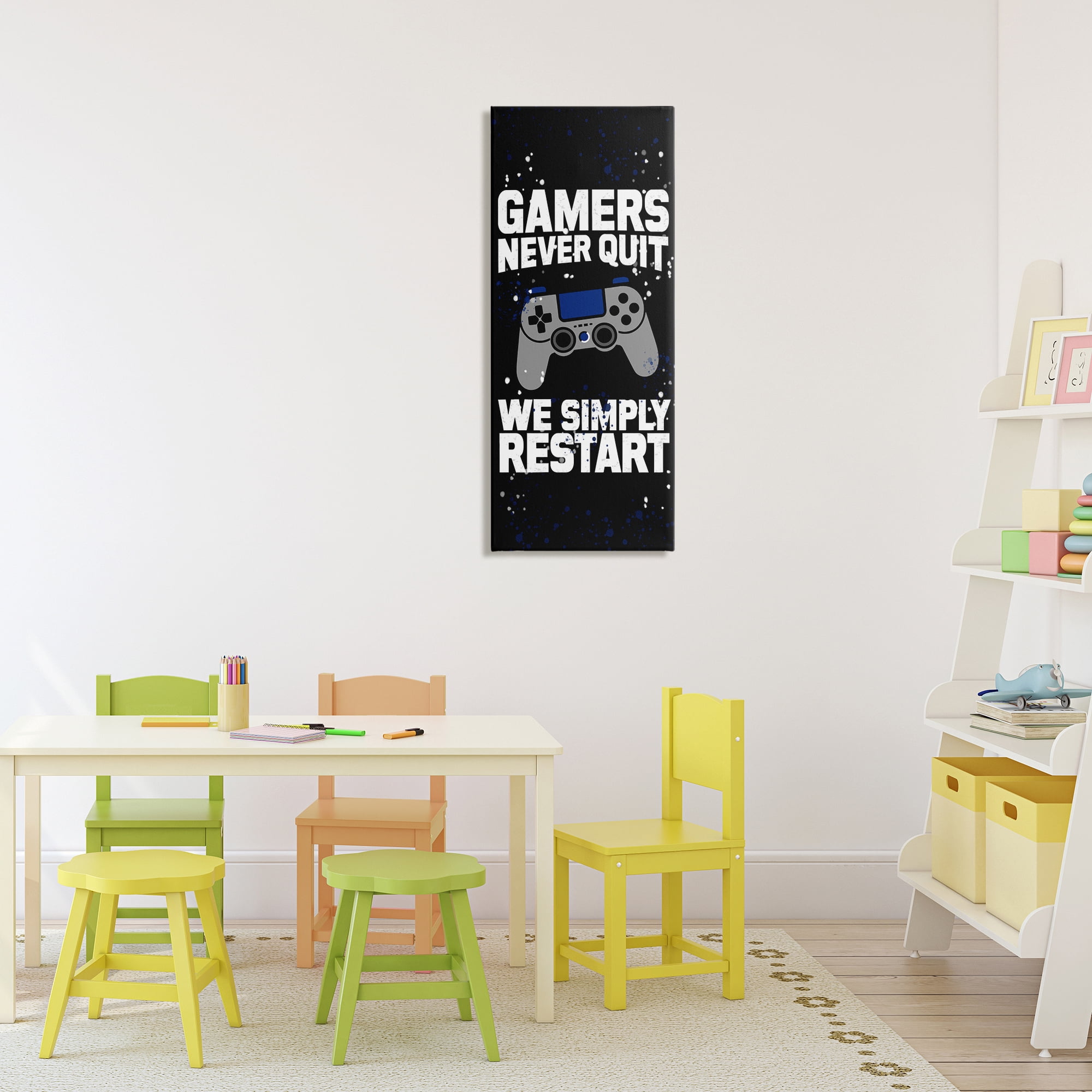 Stupell Industries Never Quit Simply Restart Canvas Wall Art, design by Kim Allen
