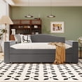 thumbnail image 2 of Full Size Upholstered Daybed with Twin Trundle, Integrated Bluetooth Audio System and USB Port, Sofa Bed with Storage Armrests for Living Room, Bedroom and Apartment, No Box Spring Required, Gray, 2 of 9