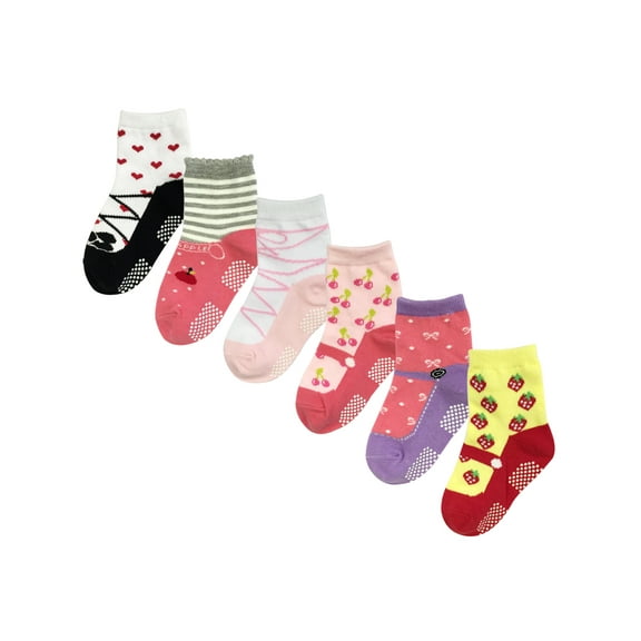 Wrapables® Juicy Fruits Mary Jane Non-Skid Socks (Set of 6), Set 1