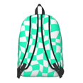 thumbnail image 3 of Green and White Wavy Checkered Backpack for School, Cute School Bag with Adjustable Shoulder Straps and Padded Back, 15.7"x11.8"x5.5", 3 of 5