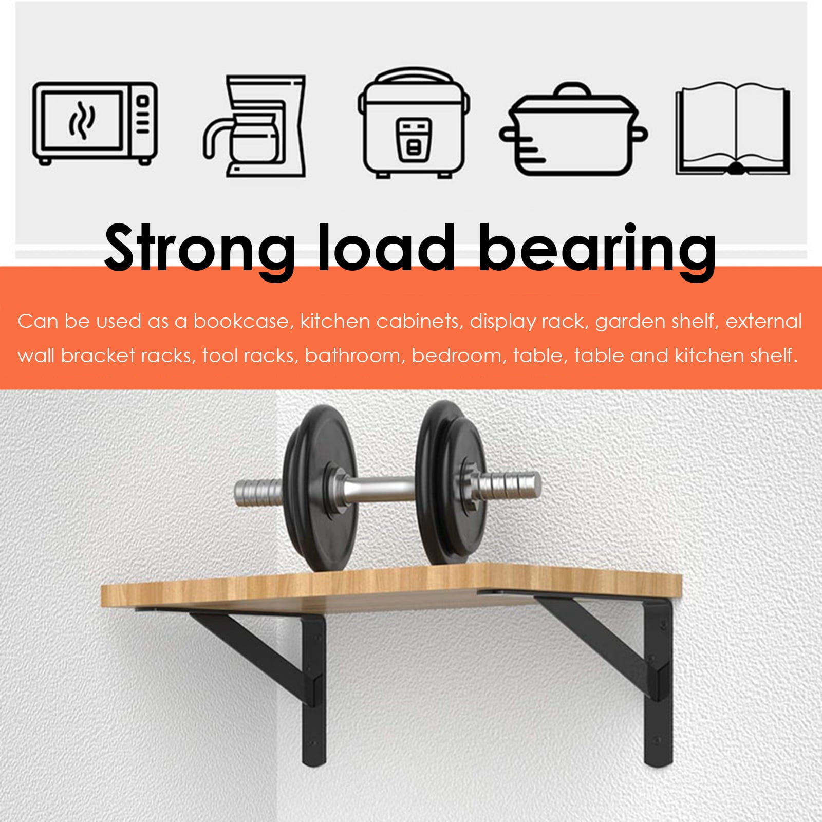 Oenbopo 12 "Heavy Duty Shelf Brackets, 12-Pack Large Wall Bracket for Garage Storage Shelves, Black Metal Shelf Brackets with Screws,90 Degree Triangle Corner Brace Joint Angle Bracket