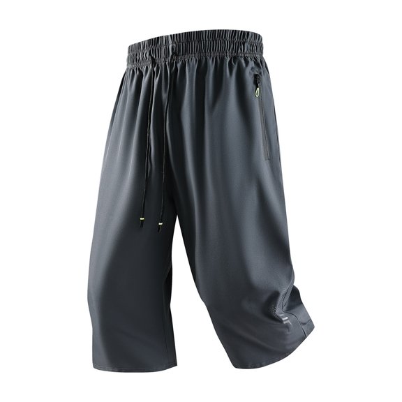 Dresfit Capri Pants for Men Drawstring Below the Knee Capris 2026 Summer Baggy Workout Shorts Lightweight Big and Tall Cooling with Zipper Pockets XL