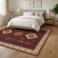 thumbnail image 3 of ODIKA 6'x9' Washable Area Rug Rich Burgundy Geometric Diamonds Intricate Floral Accents and Borders for Dining Room, Under Table, Office Décor, Non-Slip Chair-Friendly, 3 of 7