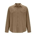 thumbnail image 4 of Men's Corduroy Shirt Casual Long Sleeve Turn Down Collar Tops Cargo Outfits Windproof Shirt Jacket with Flap Pocket Coffee L, 4 of 9