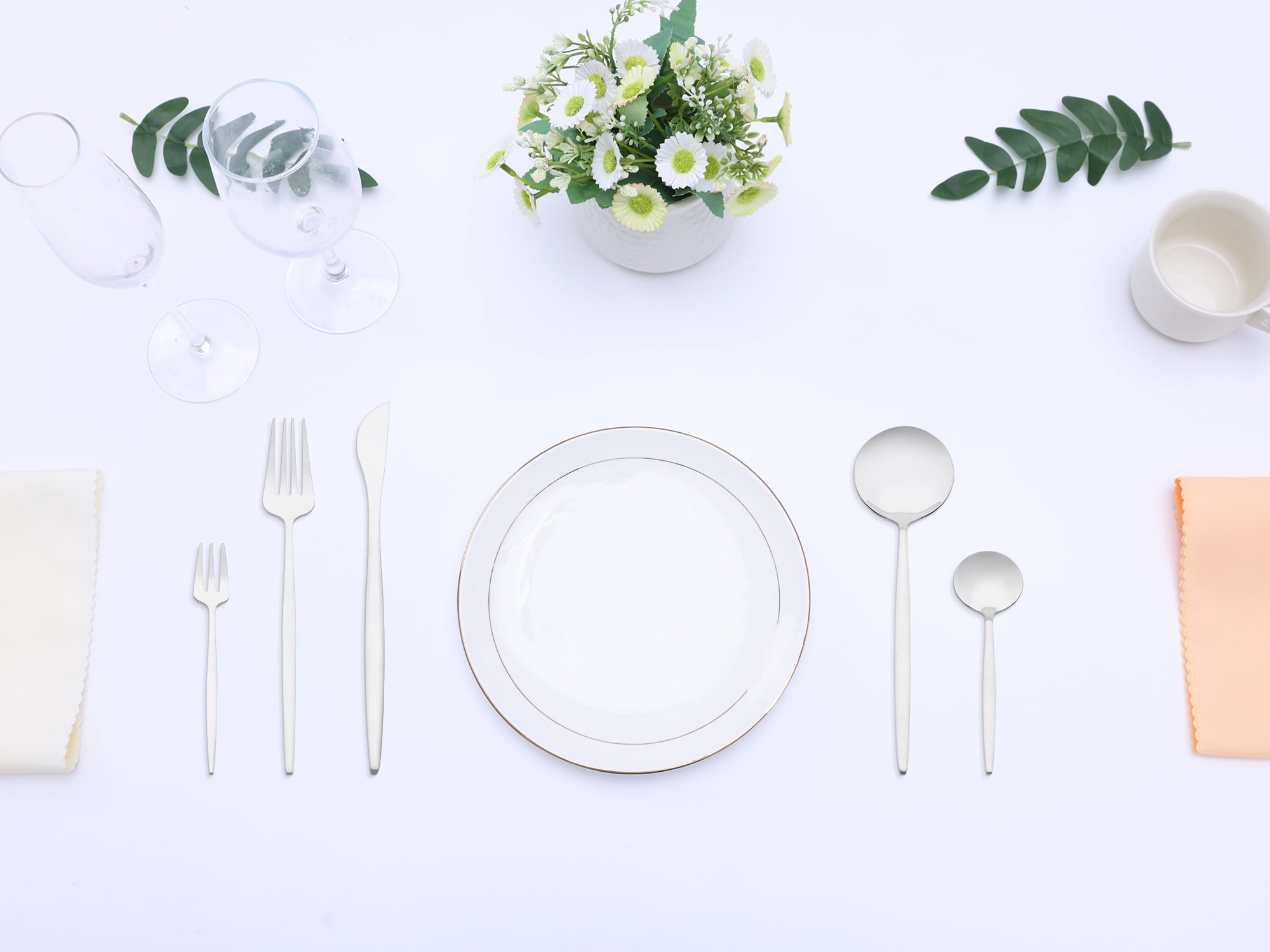 Unique Bargains Stainless Steel Flatware Set Silver 5 Pcs