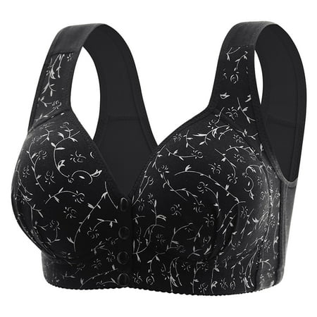Elvqul Bras for Women Plus Size Bralette Wirefree Nylon Juniors Front Closure Black Underwear Bras