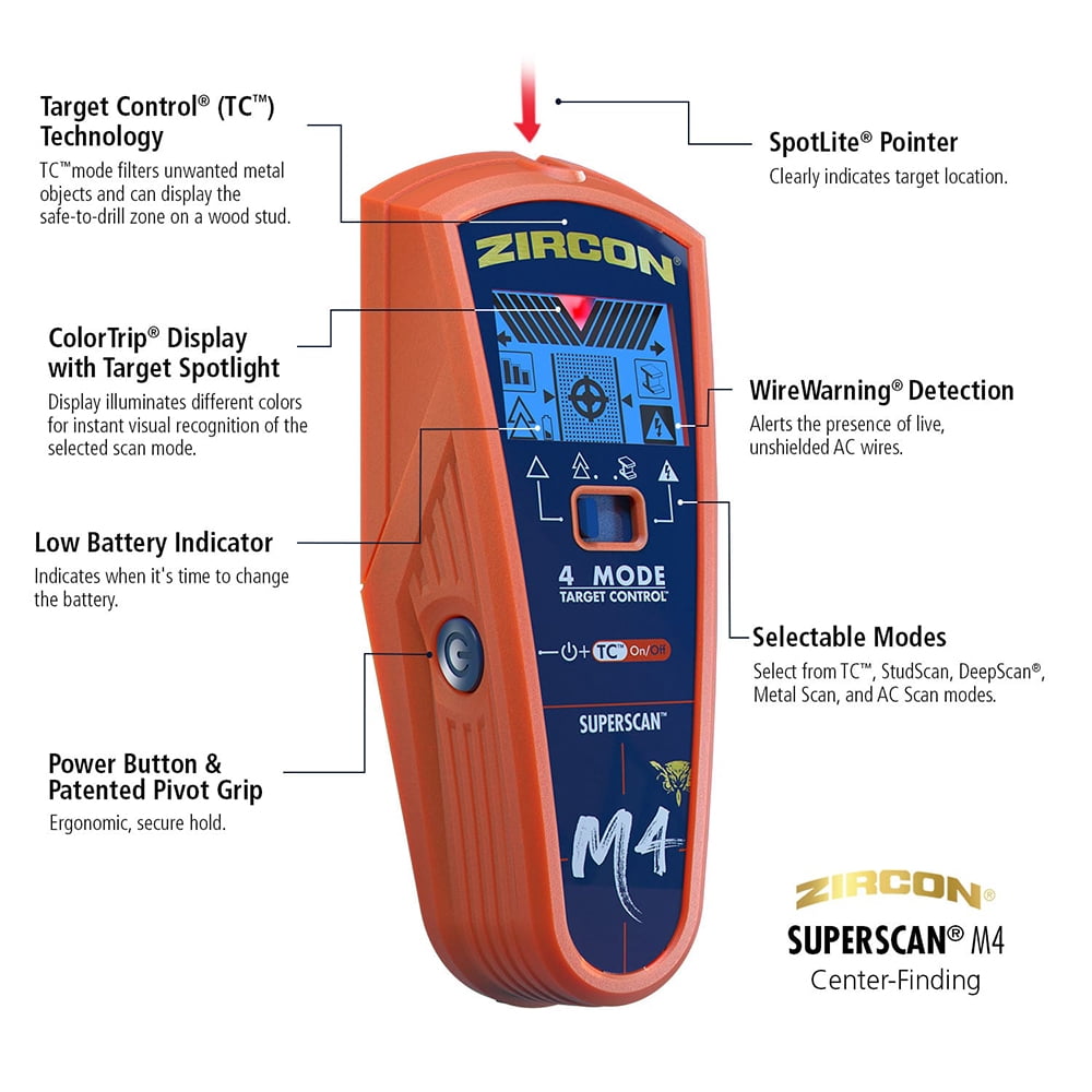 Zircon Super Scan M4  Advanced Wall Scanner Stud Finder