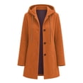 thumbnail image 5 of Jovrlynd Womens Trench Coat Long Sleeve Button Suede Winter Hooded Overcoats Trendy Long Jacket with Pockets, S-2XL, 5 of 7