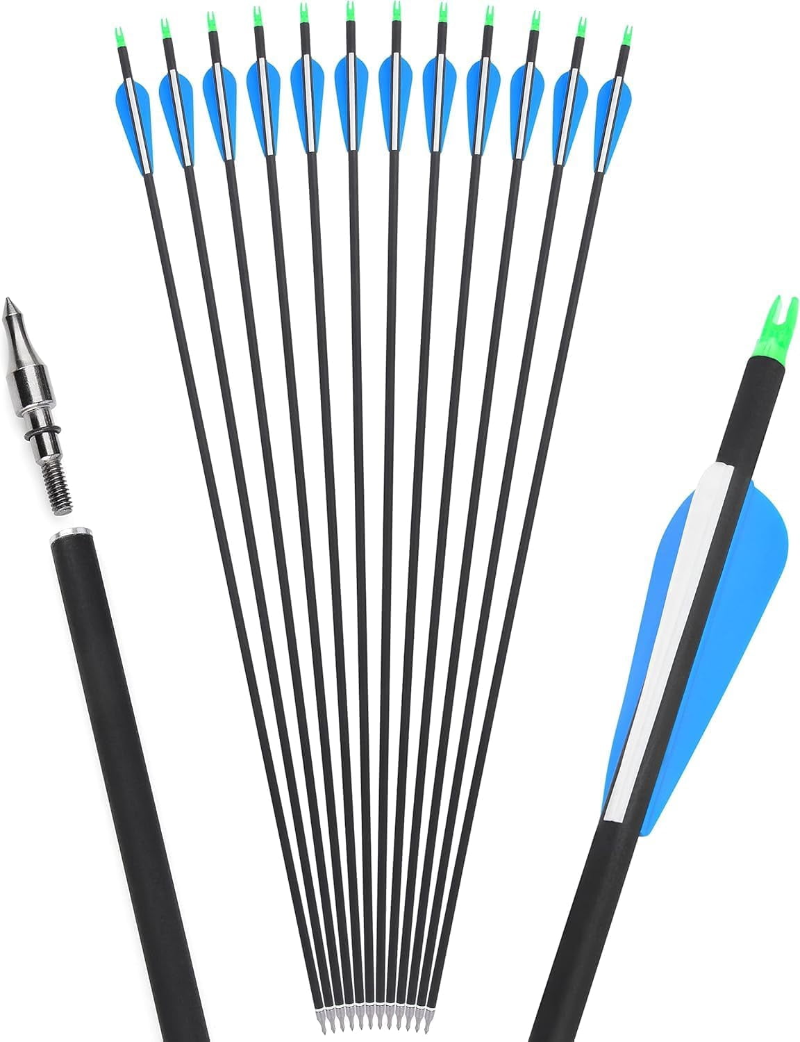 AMEYXGS 55″ Folding Bow and Arrow Set Draw Weight 35LB Aluminum Alloy Riser Recurve Bow for Left and Right Hand Archery Hunting
