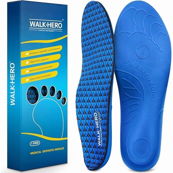 ccwmincc Walkhero Arch Support Insoles - Plantar Fasciitis Inserts for Foot Fatigue and Pain Relieve, Orthotic with Everyday Comfort and Support (Mens 11-11 1/2 | Womens 13-13 1/2 Blue)