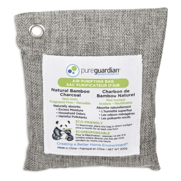 PureGuardian CB200 200G sacs de charbon de bambou purificateur d’air, réducteur d’odeurs naturel et écologique