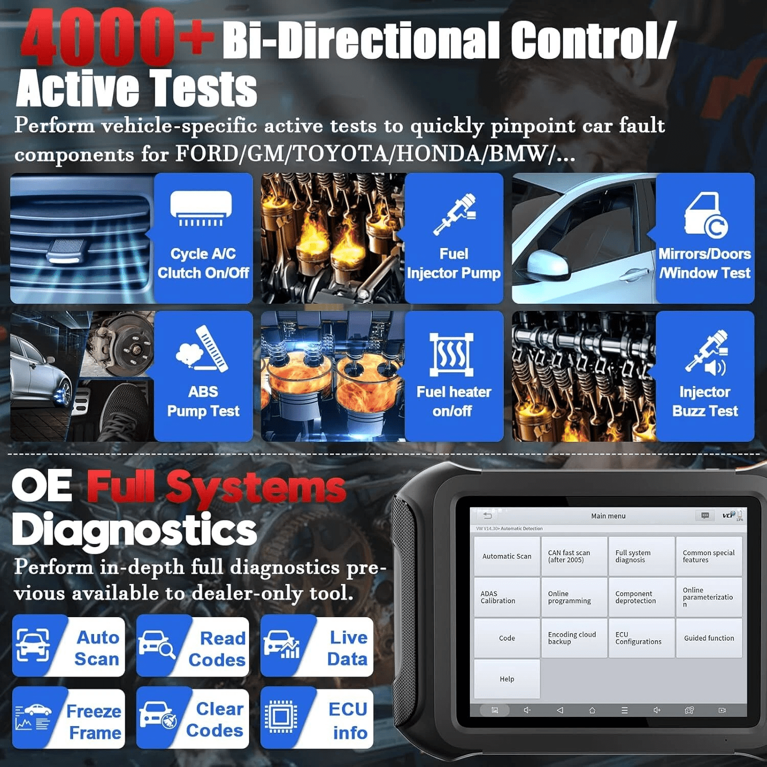 XTOOL D9S Pro Automotive OBD2 Scanner Bluetooth, Bi Directional Scan Tool, Full System Diagnostic Tool with KC501 Key Pr0gramming Tool, 45 Services