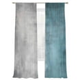 thumbnail image 2 of Abstract Vintage Sheer Curtains 96 Inches Long 2 Panels Gradient Teal Grey Color Patchwork Light Filtering Semi Sheer Window Curtains Drapes for Bedroom Living Room 52"x96", 2 of 7