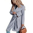 thumbnail image 3 of Women's Pea Trench Coats Notched Lapel Double Breasted Belted Business Casual Jackets Outerwear, 3 of 6