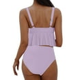 thumbnail image 4 of UTSJKR Cute Two Piece Bathing Suits Women Ruffle Flounce Crop Top High Waisted Bikini Set Swimsuit Tummy Control Swimwear Purple M, 4 of 4