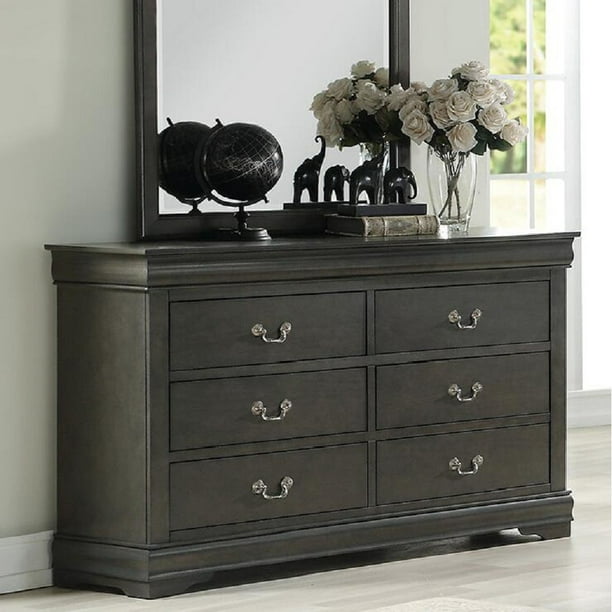 Nightstand On Bedroom Louis Philippe, Louis Philippe 6 Drawer Dresser Black White Gold