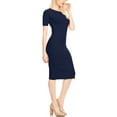 thumbnail image 2 of Women's Solid Casual Comfy Short Sleeve Bodycon Slim Fit A-line Midi Dress, 2 of 4