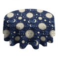 thumbnail image 4 of Dark Blue Sun Moon Star Pattern Round Tablecloth 60"x60",Wrinkle Wipeable Table Cloth for Kitchen Dining Room Picnic Patio Party, 4 of 6