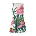 thumbnail image 4 of Qwertyu Hawaiian Dresses for Women Sleeveless Palm Tree Tropical Print Summer Beach Sundress Crew Neck Loose Fit Casual Vacation Tank Dress Pink 2XL, 4 of 5