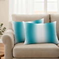 thumbnail image 2 of Teal White Ombre Outdoor Waterproof Pillow Covers, Modern Abstract Art Farmhouse Gradient Decorative Rectangle Throw Pillowcase Sofa Cushion Sham for Patio/Couch/Chair, 20"x12" 2 Pack, 2 of 8